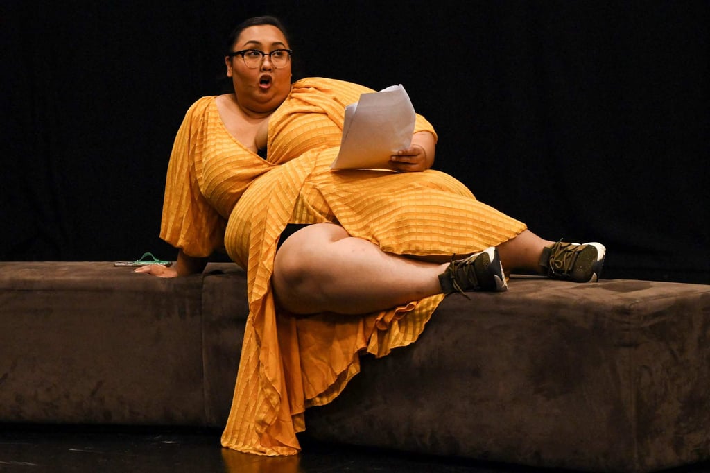 Singaporean actor Ross Nasir rehearses at the Esplanade theatre in Singapore. Photo: AFP