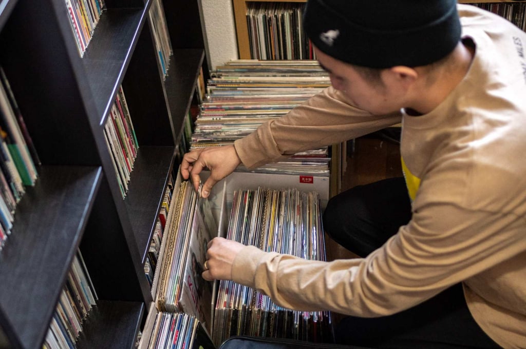 Kei Notoya has collected around 3,000 city pop records. Photo: AFP Kei Notoya has collected around 3,000 city pop records. Photo: AFP