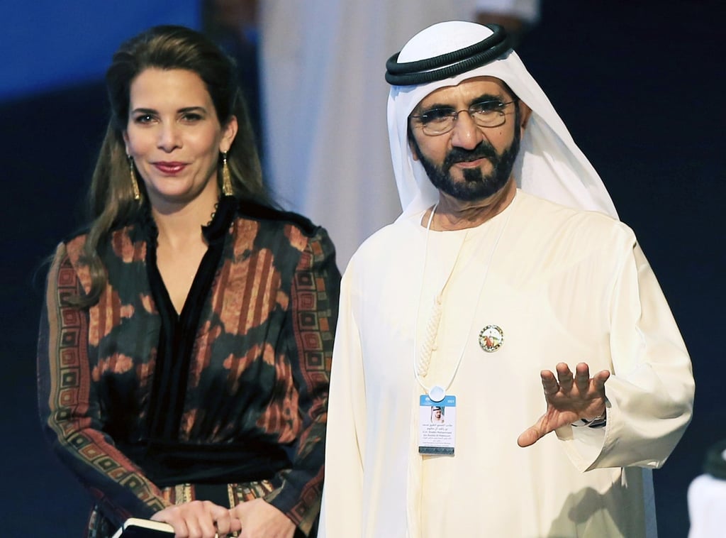 Sheikh Mohammed bin Rashid Al Maktoum, prime minister of the UAE and ruler of Dubai, with his wife Princess Haya bint Al Hussein during the World Government Summit 2017 in Dubai, UAE. Photo: EPA-EFE