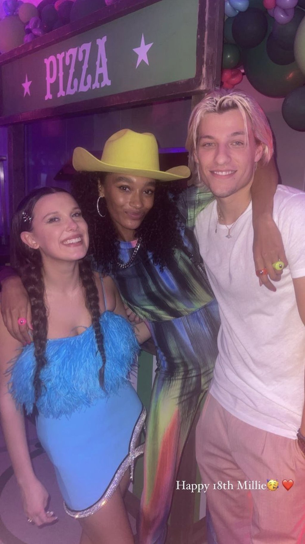 Millie Bobby Brown and Jake Bongiovi at a birthday party. Photo: @gistcruz/Twitter Millie Bobby Brown and Jake Bongiovi at a birthday party. Photo: @gistcruz/Twitter