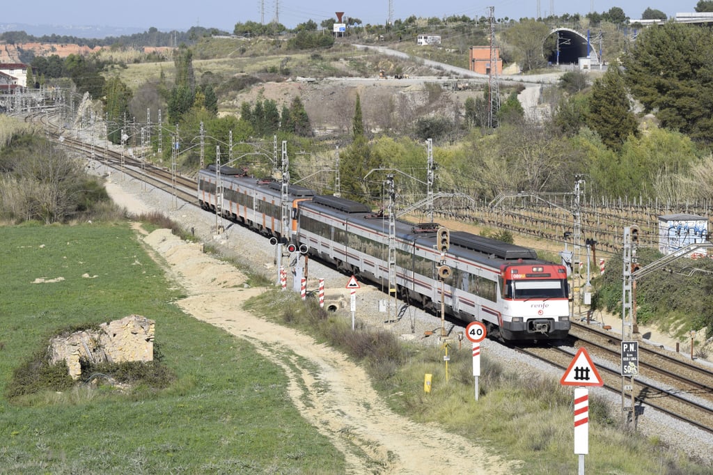 A train near Sant Sadurní d’Anoia station, in Barcelona, Spain. Photo: Shutterstock