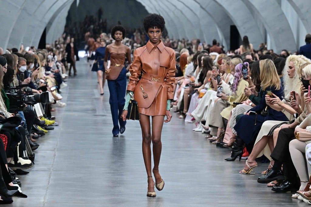 A model in an earth toned look for Fendi’s women’s autumn/winter 2022-2023 show on the second day of the Milan Fashion Week in Milan, on February 23. Photo: AFP