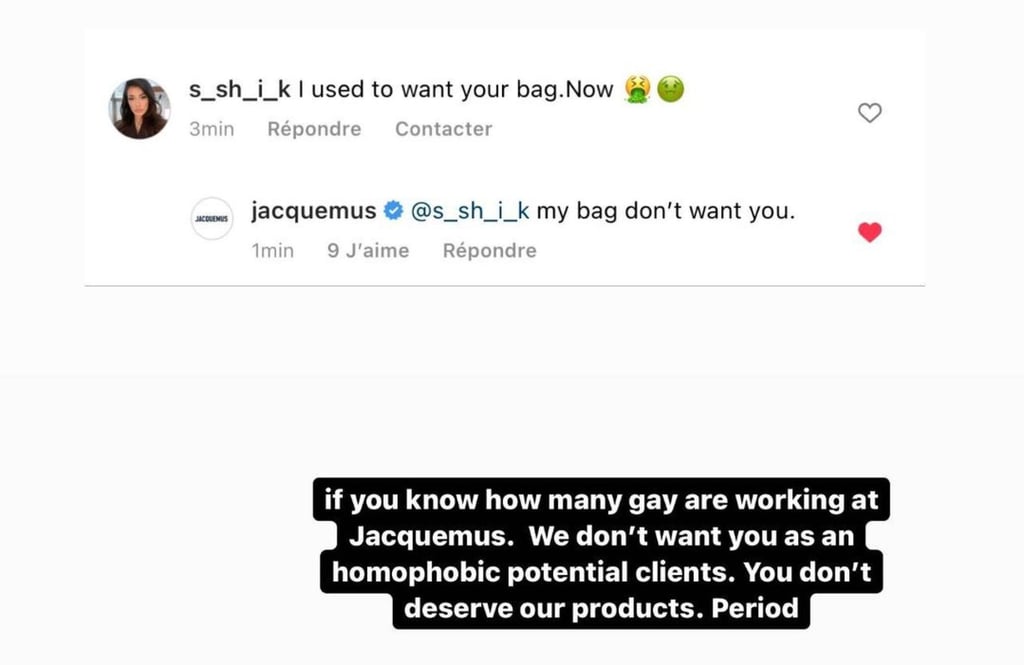 Simon Porte Jacquemus is not afraid to call out bigoted comments. Photo: @jacquemus/Instagram