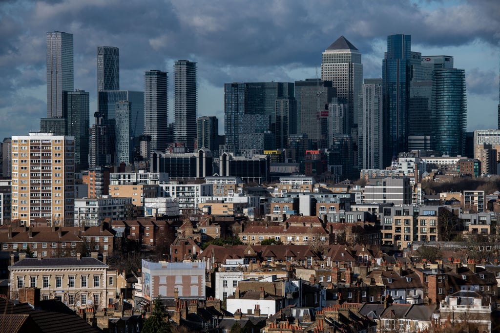 Skyscrapers in the Canary Wharf business, shopping and financial district of London, in February 2022. Photo: Bloomberg Skyscrapers in the Canary Wharf business, shopping and financial district of London, in February 2022. Photo: Bloomberg