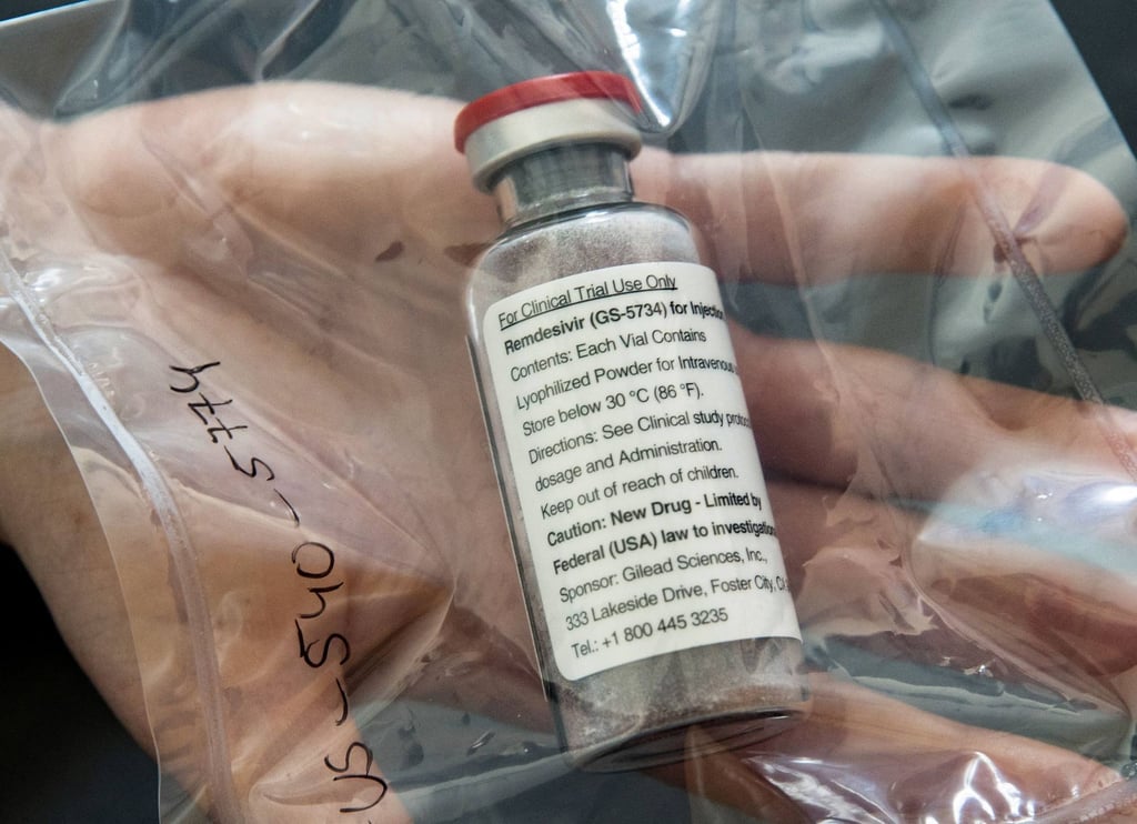An ampoule of remdesivir, an antiviral drug used for Covid-19 patients treated in public hospitals. Photo: Reuters