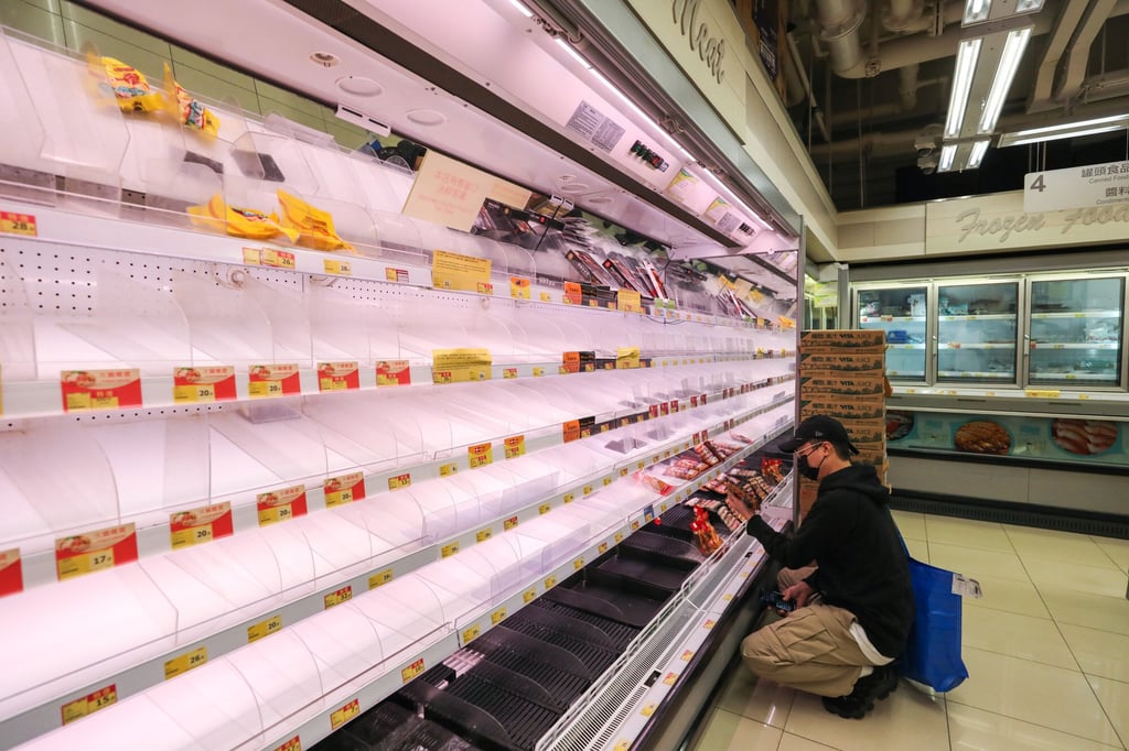 Shelves almost empty of fresh food at a supermarket in Jordan. Photo: Jelly Tse Shelves almost empty of fresh food at a supermarket in Jordan. Photo: Jelly Tse