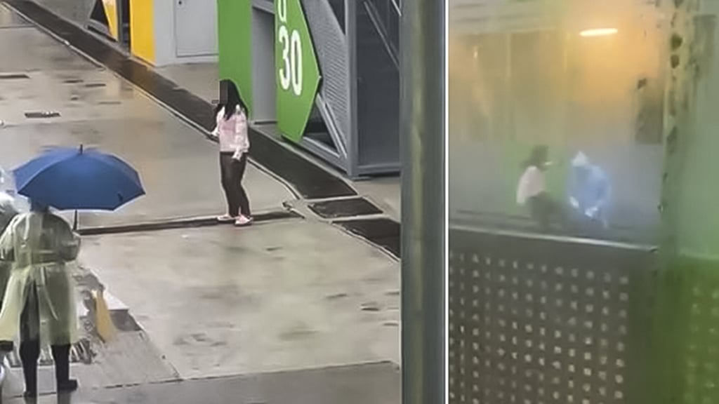 Screenshots of a viral video on Facebook of a distressed woman in the Penny’s Bay facility shouting at security guards (left) and in an altercation with a Penny’s Bay staffer (right). Photo: Facebook Screenshots of a viral video on Facebook of a distressed woman in the Penny’s Bay facility shouting at security guards (left) and in an altercation with a Penny’s Bay staffer (right). Photo: Facebook