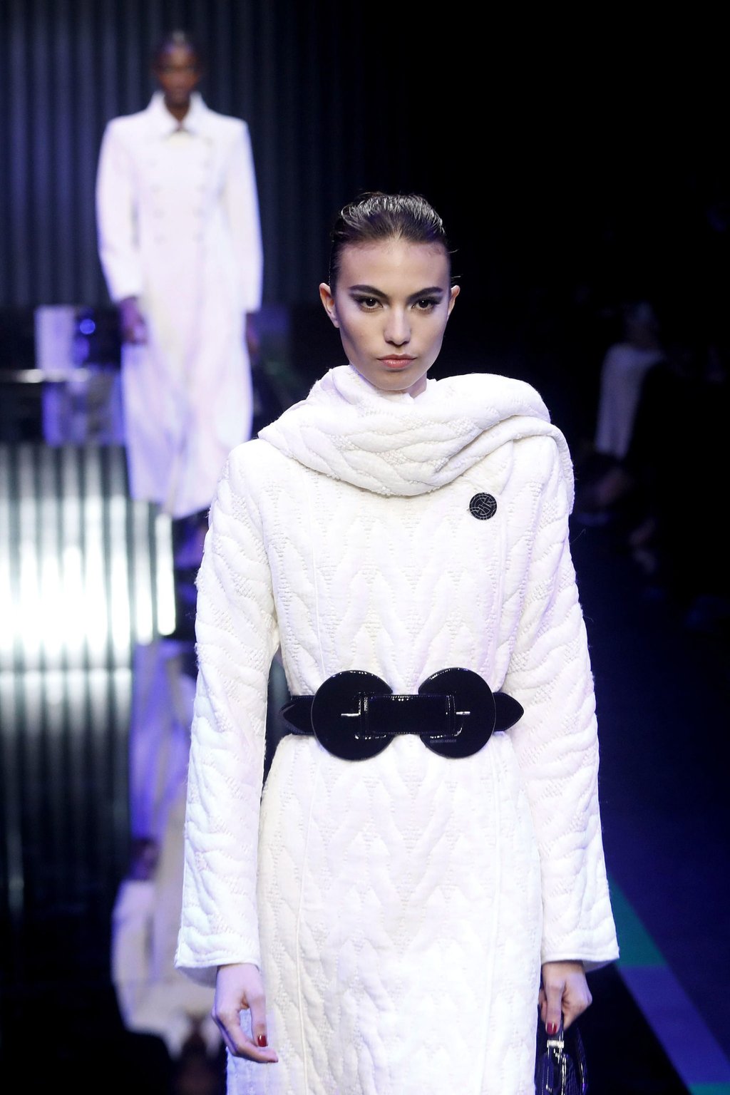 The Armani show included several muted designs. Photo: EPA-EFE The Armani show included several muted designs. Photo: EPA-EFE