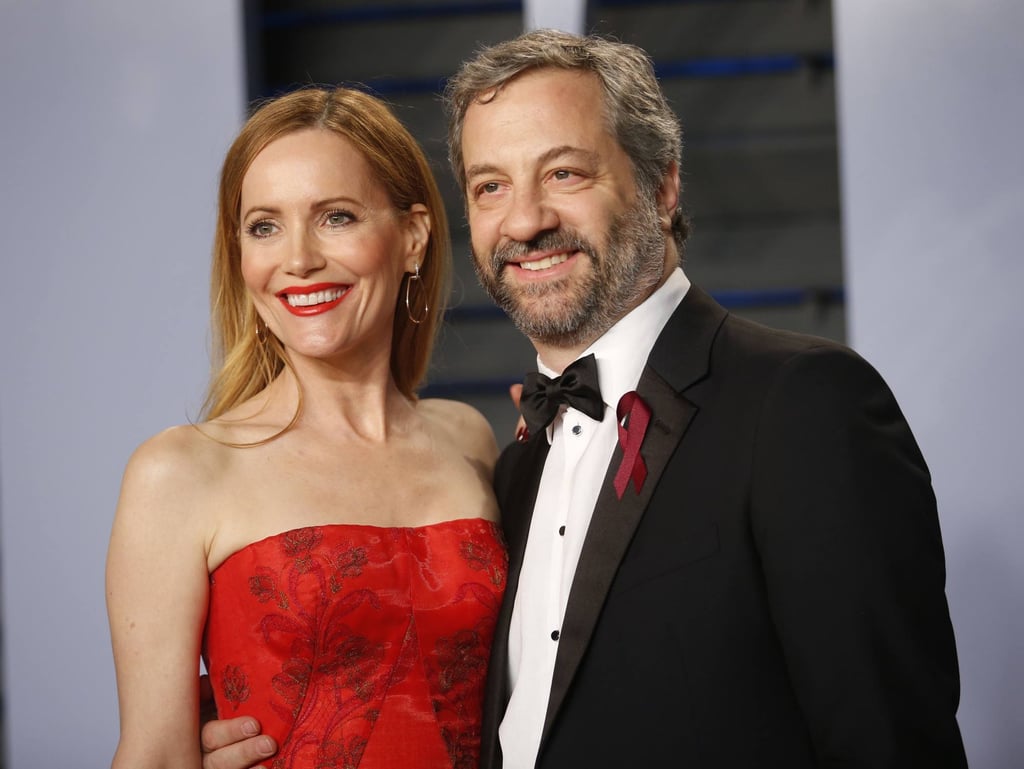 Maude and Iris Apatow’s parents, director Judd Apatow and actress Leslie Mann, at the 2018 Vanity Fair Oscars party. Photo: Reuters Maude and Iris Apatow’s parents, director Judd Apatow and actress Leslie Mann, at the 2018 Vanity Fair Oscars party. Photo: Reuters