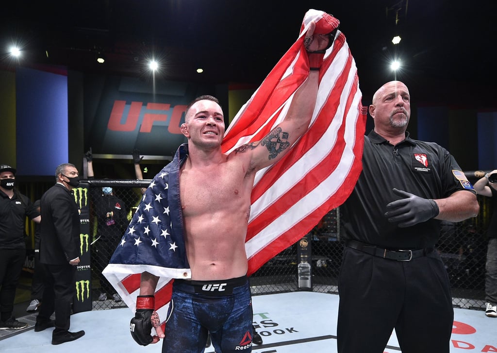 Colby Covington reacts to a victory over Tyron Woodley. Photo: Chris Unger/Zuffa LLC