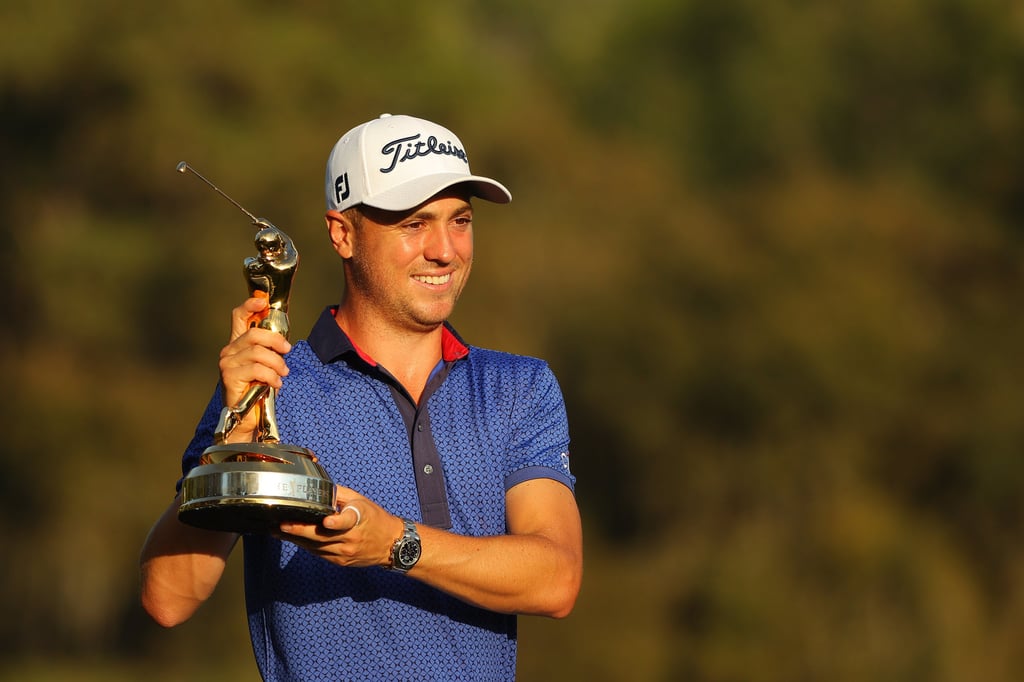 Justin Thomas poses with the trophy after winning The Players Championship on March 14, 2021. Photo: Getty Images