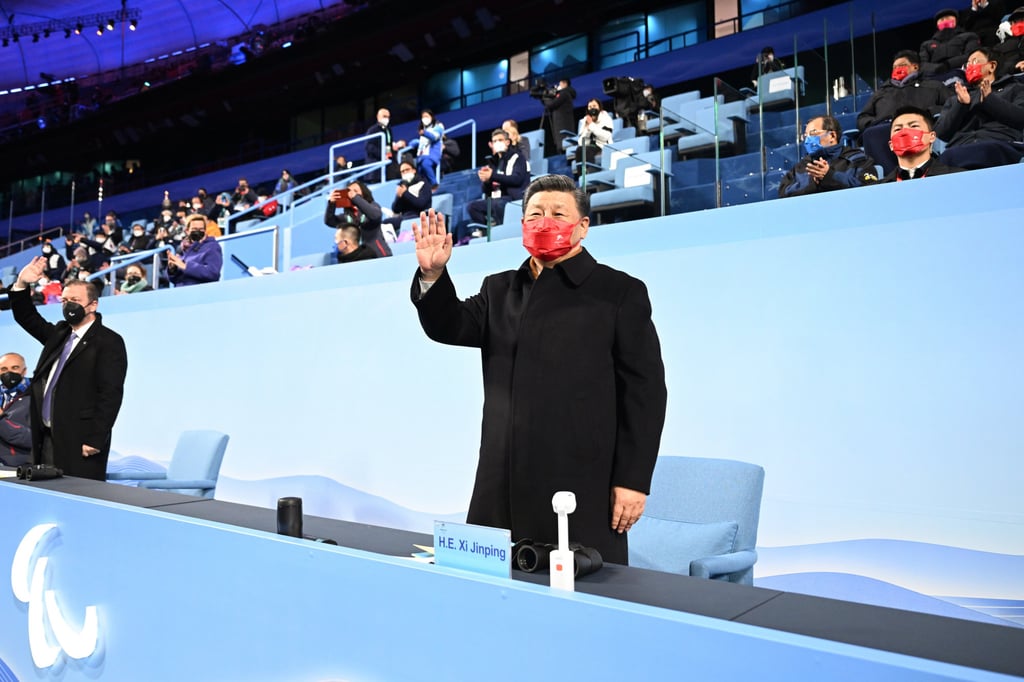 President Xi Jinping and IPC President Andrew Parsons wave during the opening ceremony of the Beijing 2022 Paralympic Winter Games. Photo: Xinhua President Xi Jinping and IPC President Andrew Parsons wave during the opening ceremony of the Beijing 2022 Paralympic Winter Games. Photo: Xinhua