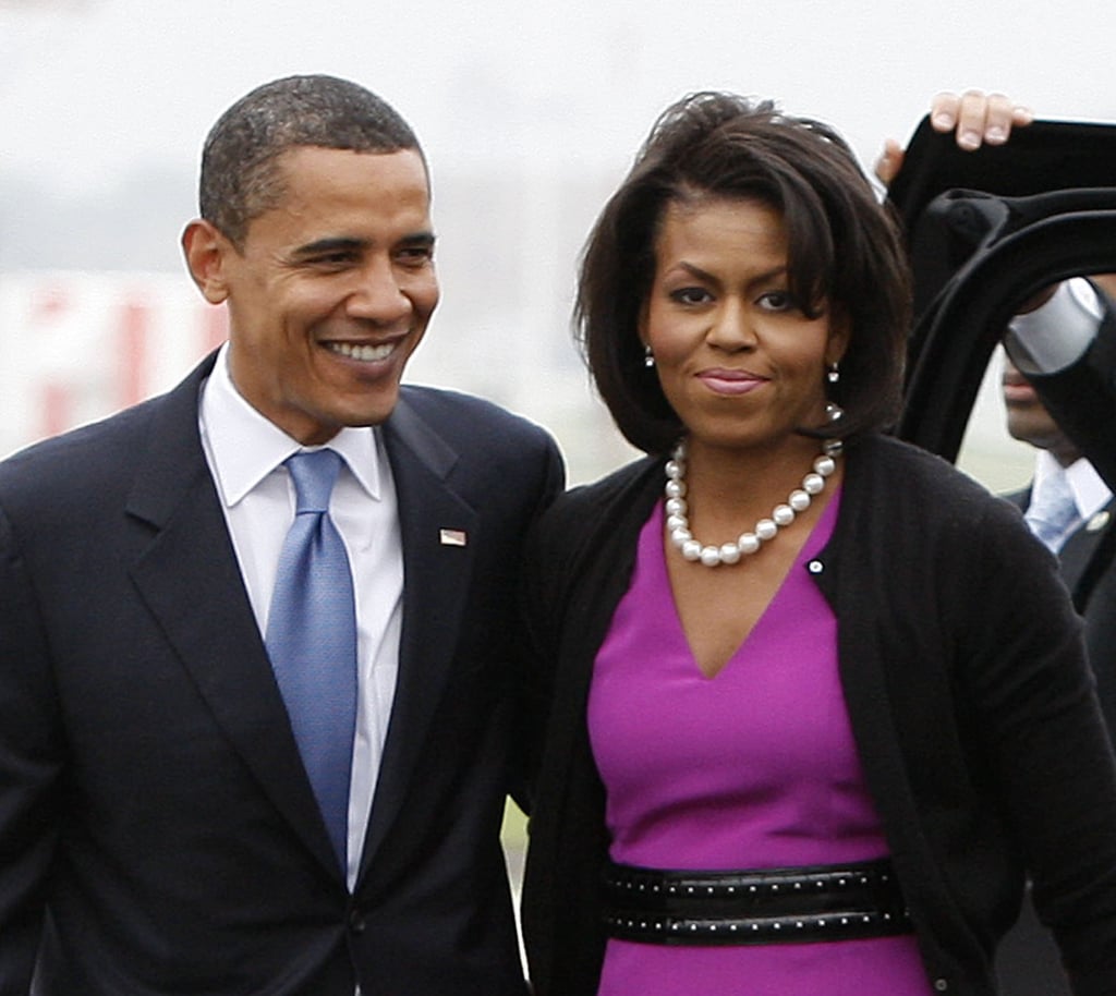 Barack Obama and his wife Michelle prepare to board their plane at Chicago Midway Airport in 2008, en route to his final primary night rally in St Paul. Photo: Reuters