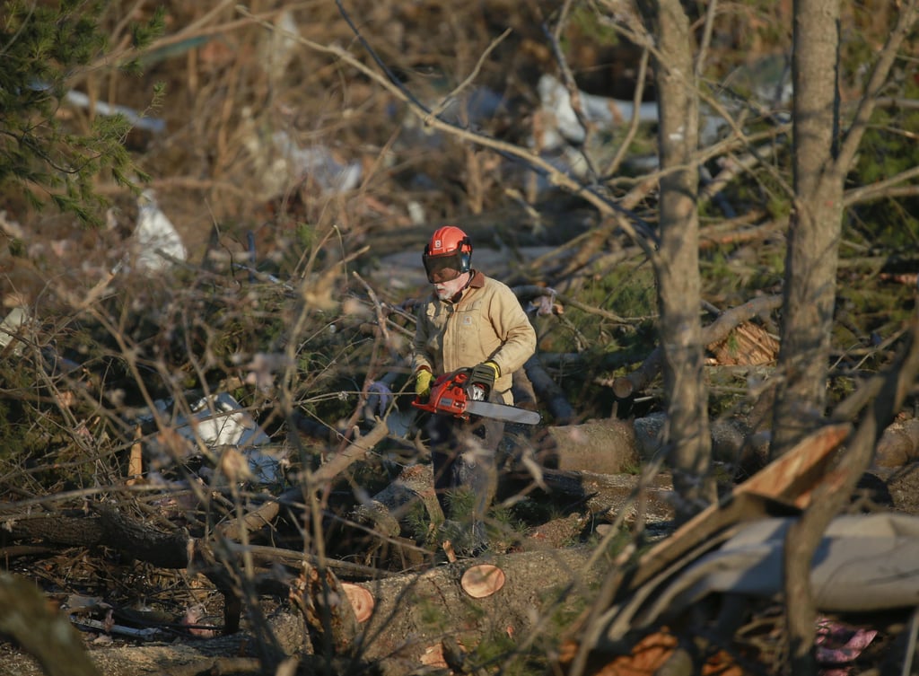 Clean-up efforts in Winterset, Iowa. Photo: AP