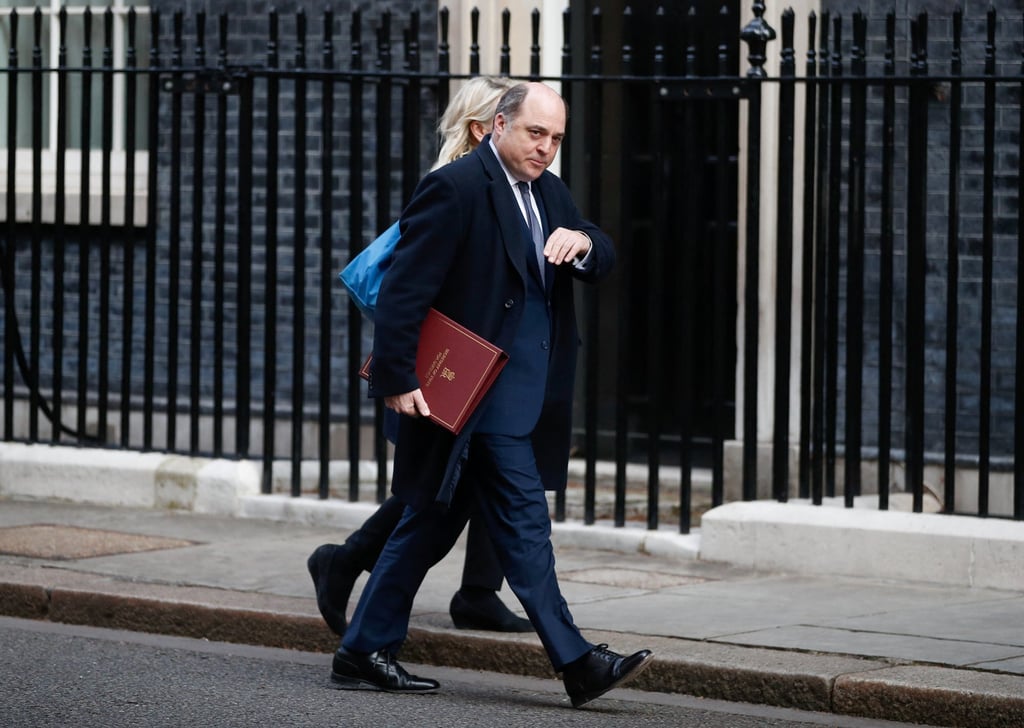 British Defence Secretary Ben Wallace outside Downing Street in London on Tuesday. Photo: Reuters