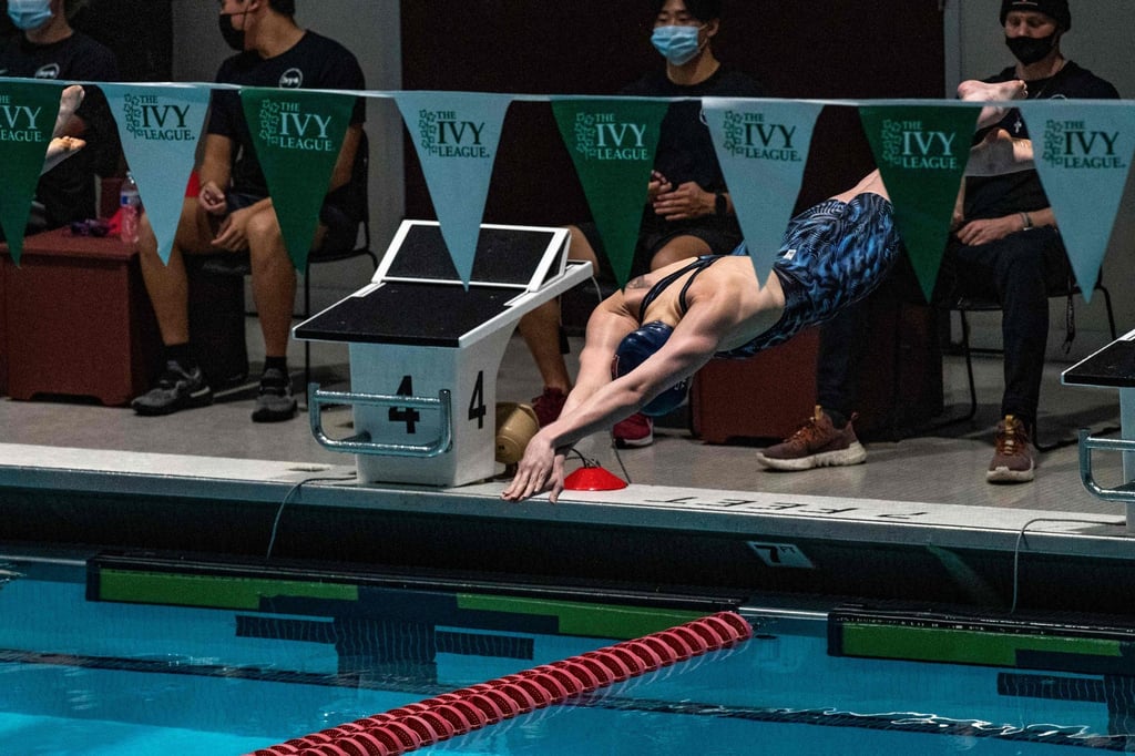 Transgender swimmer Lia Thomas of Penn University dives to compete in the 100 yard freestyle swimming race at the 2022 Ivy League Women’s Swimming and Diving Championships at Harvard University in Cambridge, Massachusetts, on February 19. Photo: AFP Transgender swimmer Lia Thomas of Penn University dives to compete in the 100 yard freestyle swimming race at the 2022 Ivy League Women’s Swimming and Diving Championships at Harvard University in Cambridge, Massachusetts, on February 19. Photo: AFP