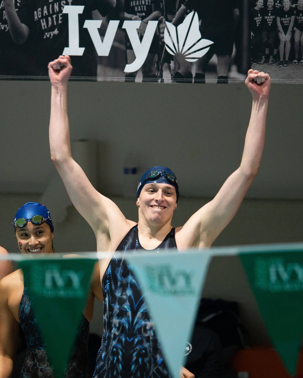 Lia Thomas reacts after her team wins the 400 yard freestyle relay during the 2022 Ivy League Women’s Swimming and Diving Championships at Blodgett Pool on February 19, in Cambridge, Massachusetts. Photo: Getty Images/AFP Lia Thomas reacts after her team wins the 400 yard freestyle relay during the 2022 Ivy League Women’s Swimming and Diving Championships at Blodgett Pool on February 19, in Cambridge, Massachusetts. Photo: Getty Images/AFP
