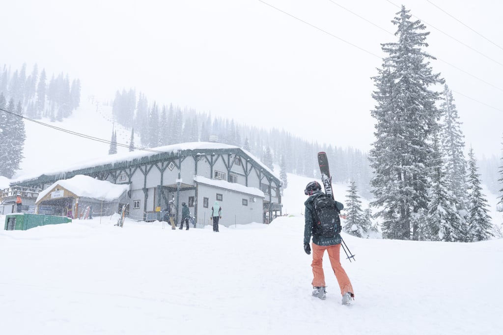 Tour operator Nickie Mabey walks towards the base lodge at Whitewater. Photo: Christie Fitzpatrick Tour operator Nickie Mabey walks towards the base lodge at Whitewater. Photo: Christie Fitzpatrick