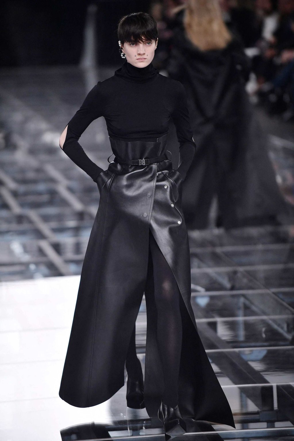 Matthew Williams used the Givenchy logo in different fonts on garments at the Givenchy autumn/winter 2022-2023 collection fashion show during the Paris Womenswear Fashion Week, in Nanterre, on the outskirts of Paris, on March 6. Photo: AFP