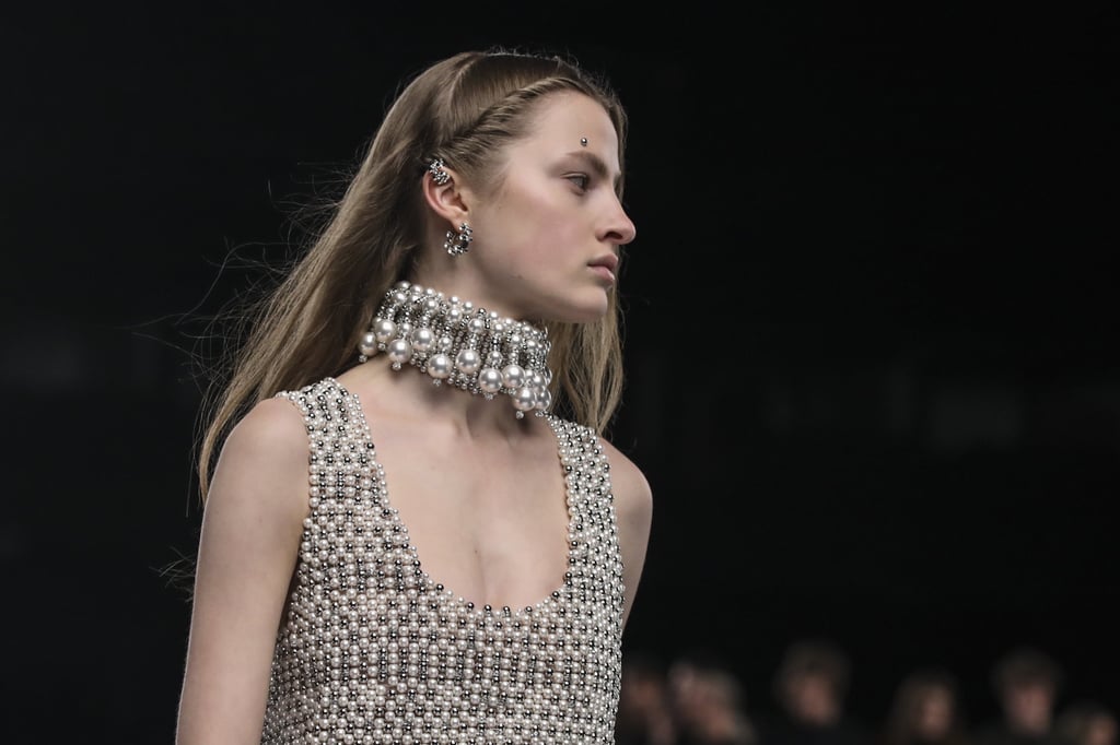 A model wears a head-turning embellished ensemble as part of the Givenchy Ready To Wear autumn/winter 2022-2023 fashion collection, unveiled during the Fashion Week in Paris, on March 6. Photo: AP