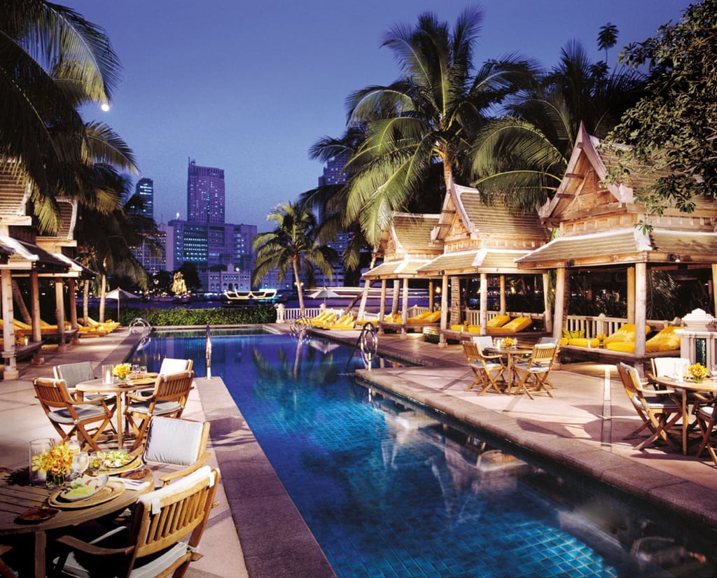 The swimming pool of The Peninsula Bangkok beautifully lit up at night. Photo: SCMP