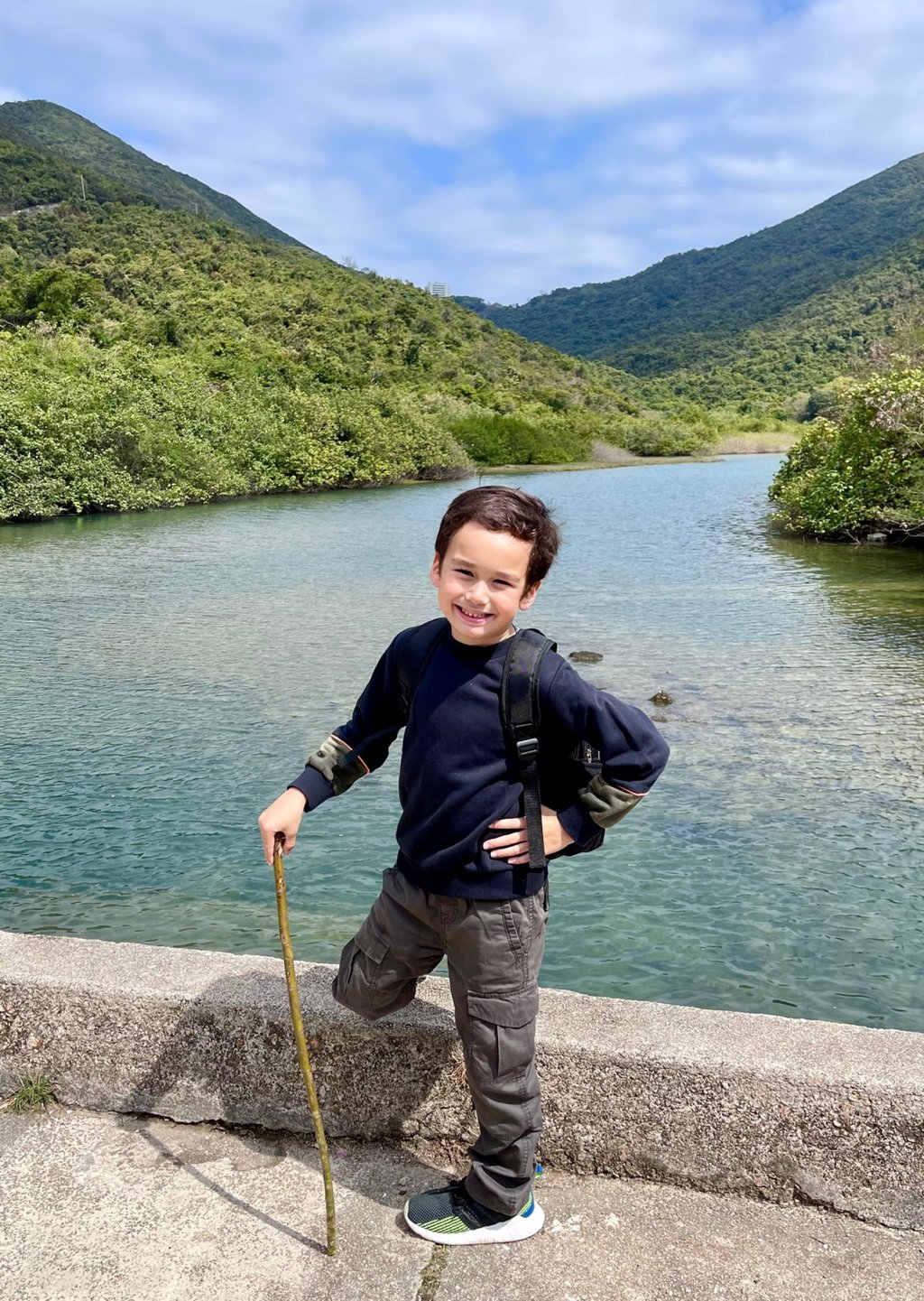 Hong Kong swimming legend Robyn Lamsam’s son, Kyle, walking around Hong Kong Island for the Weez Project’s Weez Walk 2022 campaign. Photo: Handout