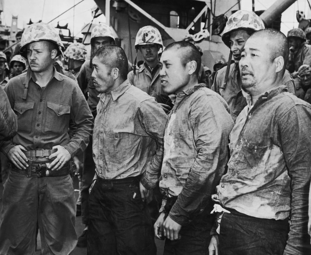 Japanese prisoners of war captured during the Battle of Iwo Jima, in February 1945. During World War II in the Pacific, American soldiers used the word “lollapalooza” to identify Japanese infiltrators. Photo: Bettmann Archive Japanese prisoners of war captured during the Battle of Iwo Jima, in February 1945. During World War II in the Pacific, American soldiers used the word “lollapalooza” to identify Japanese infiltrators. Photo: Bettmann Archive
