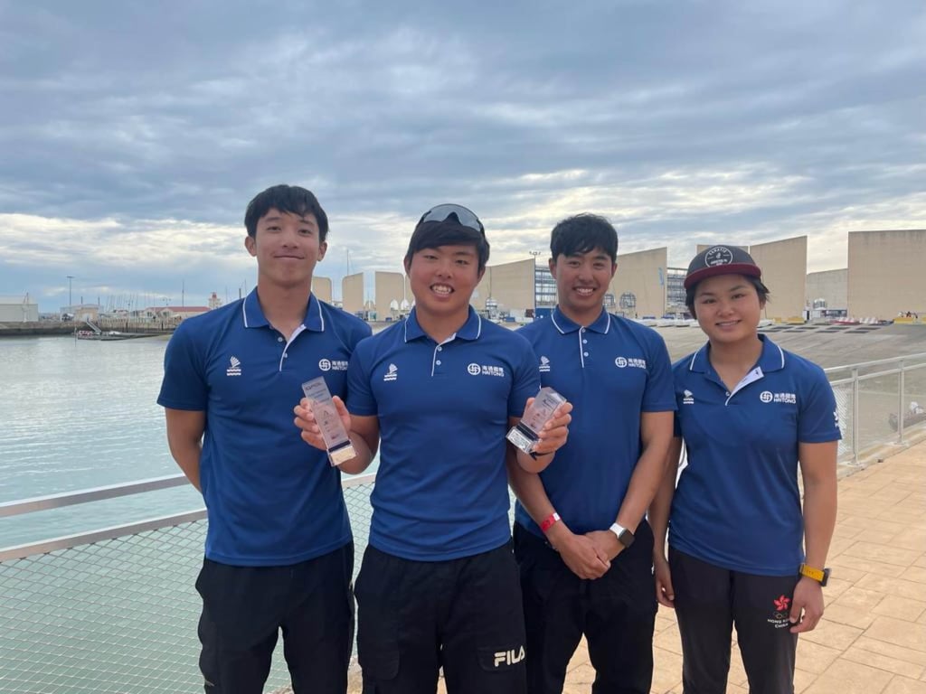 Au Ling-yeung (second left) got two trophies in Cadiz (from left to right) Cheng Ching-yin, Rafeek Kikabhoy and Ma Kwan-ching. Photo: Handout