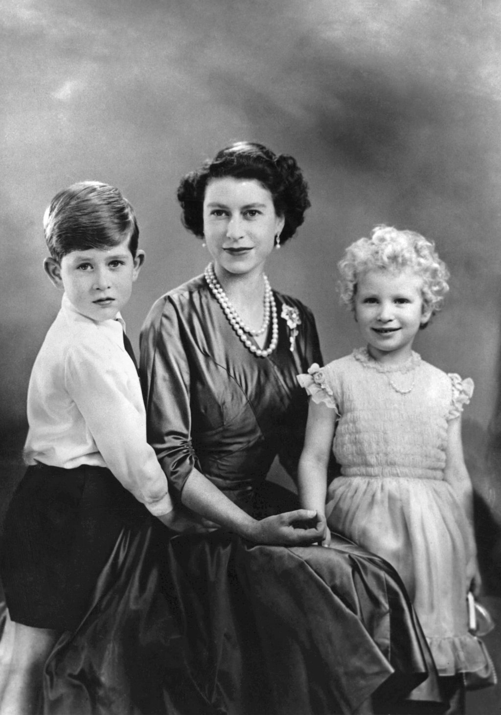 Queen Elizabeth with young Prince Charles and Princess Anne. Photo: AFP