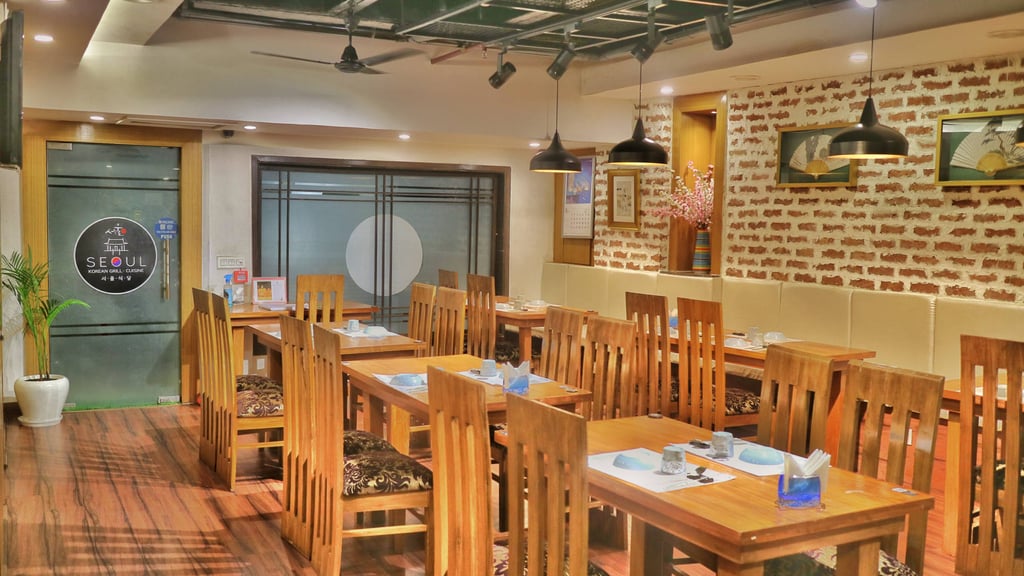 The main dining area at Seoul Restaurant, in New Delhi.