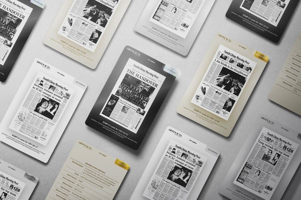 The “1997 Premium Series” NFTs are part of the NFT project ARTIFACTs by South China Morning Post, featuring archival material from 1997, a pivotal year in Hong Kong’s history. Photo: SCMP