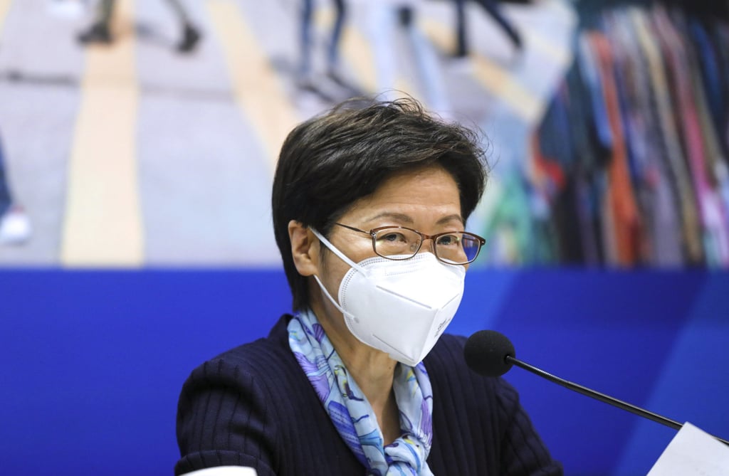 Chief Executive Carrie Lam speaks to the press on Friday. Photo: Pool Chief Executive Carrie Lam speaks to the press on Friday. Photo: Pool