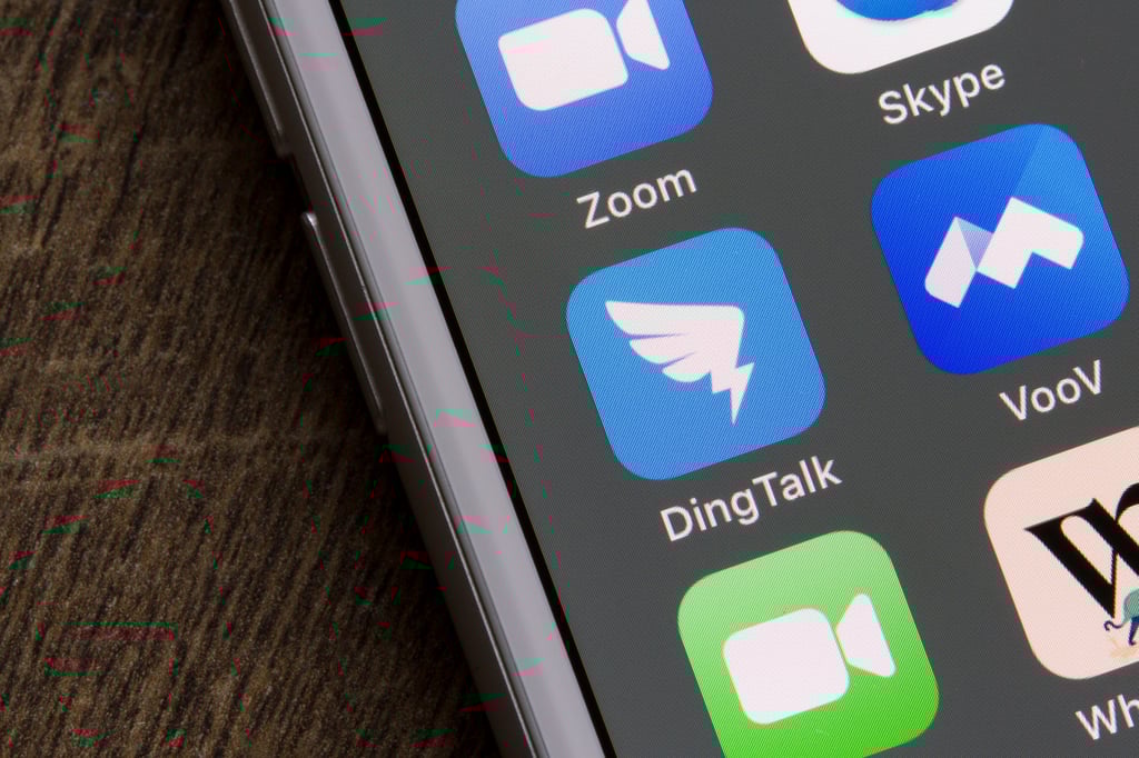 The mobile app icons of DingTalk and other videoconferencing services are seen on a smartphone. Photo: Shutterstock The mobile app icons of DingTalk and other videoconferencing services are seen on a smartphone. Photo: Shutterstock