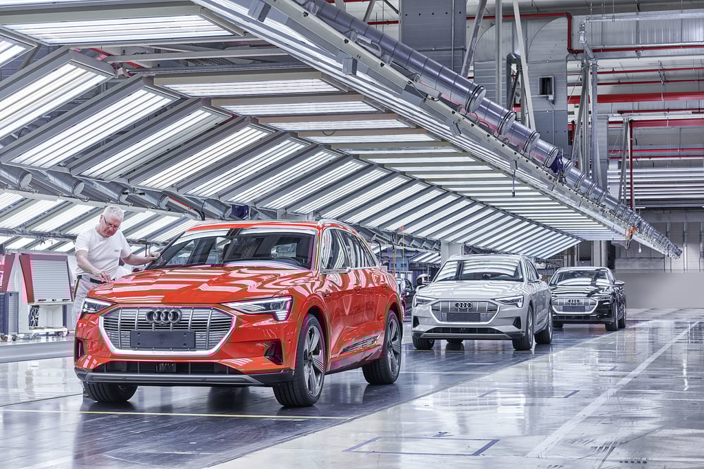 The final inspection on the e-tron line at Audi’s Brussels plant. Photo: Audi The final inspection on the e-tron line at Audi’s Brussels plant. Photo: Audi
