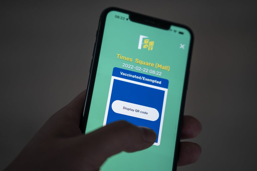 The government’s ‘Leave Home Safe’ app displays vaccination records. Photo: Bloomberg