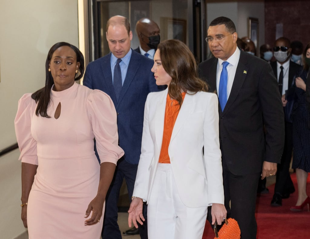 Jamaica’s Prime Minister Andrew Holness and his wife Juliet Holness meet Britain’s Prince William and Catherine, Duchess of Cambridge, at his office in Kingston on Wednesday. Photo: Reuters