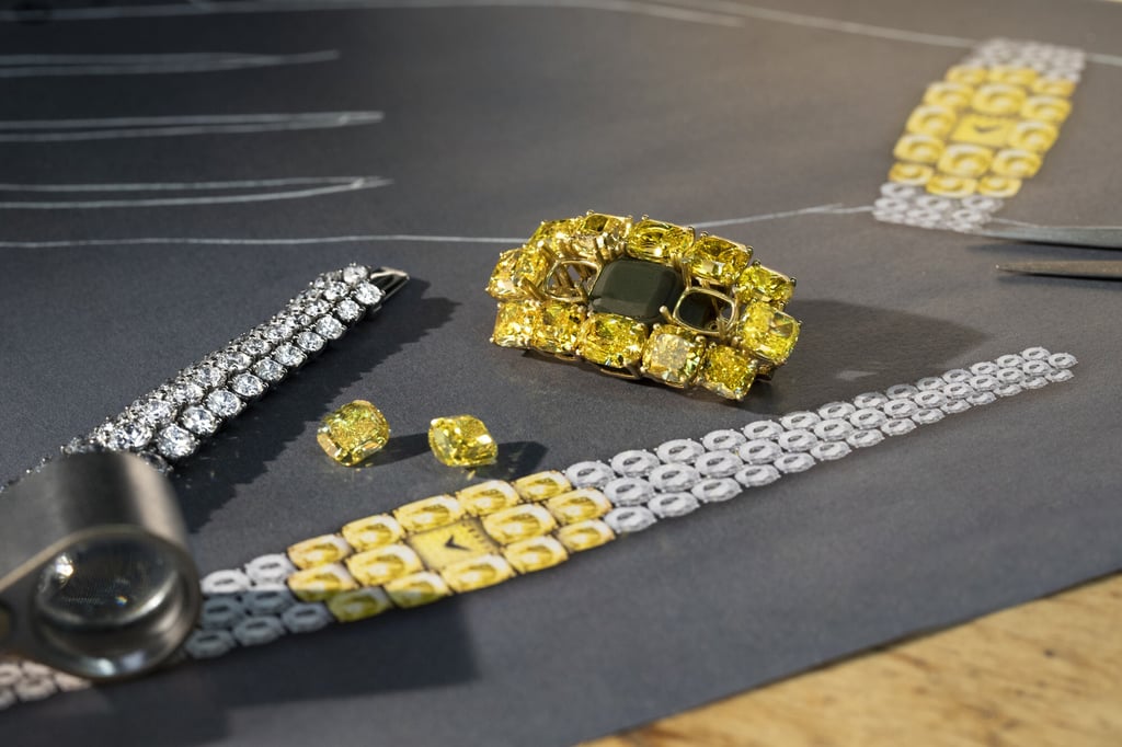 Graff high jewellery secret watch with a square pavé diamond dial hidden among the yellow diamonds. Photo: Graff Graff high jewellery secret watch with a square pavé diamond dial hidden among the yellow diamonds. Photo: Graff