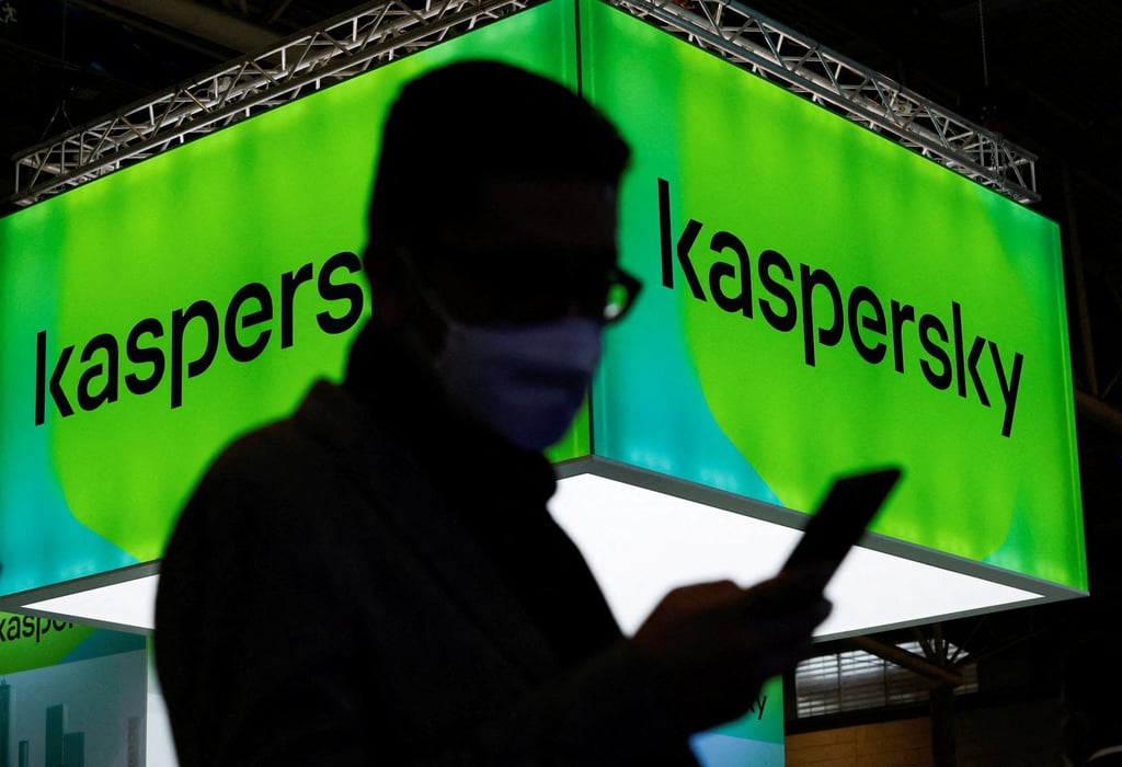 A man walks next to the Kaspersky stand during the GSMA’s 2022 Mobile World Congress in Barcelona, Spain on March 2. Photo: Reuters A man walks next to the Kaspersky stand during the GSMA’s 2022 Mobile World Congress in Barcelona, Spain on March 2. Photo: Reuters