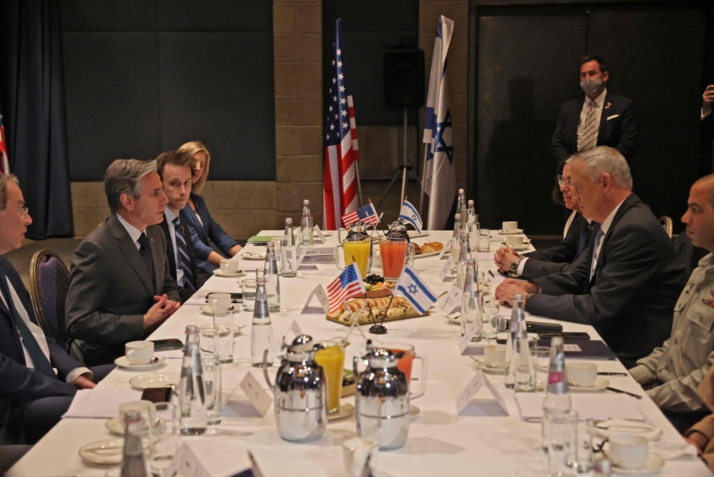 Israels Defence Minister Benny Gantz (R) meets with US Secretary of State Antony Blinken in Jerusalem Sunday before talks with Arab foreign ministers sceptical of a nuclear pact with Iran. Photo: AFP Israels Defence Minister Benny Gantz (R) meets with US Secretary of State Antony Blinken in Jerusalem Sunday before talks with Arab foreign ministers sceptical of a nuclear pact with Iran. Photo: AFP