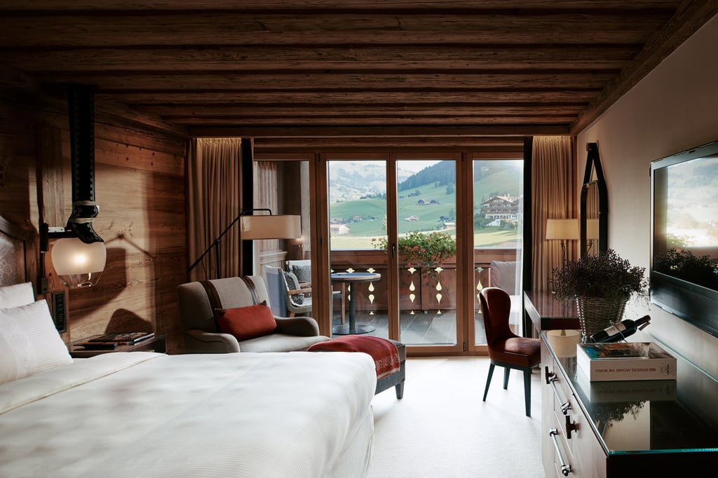A room at The Alpina Gstaad.