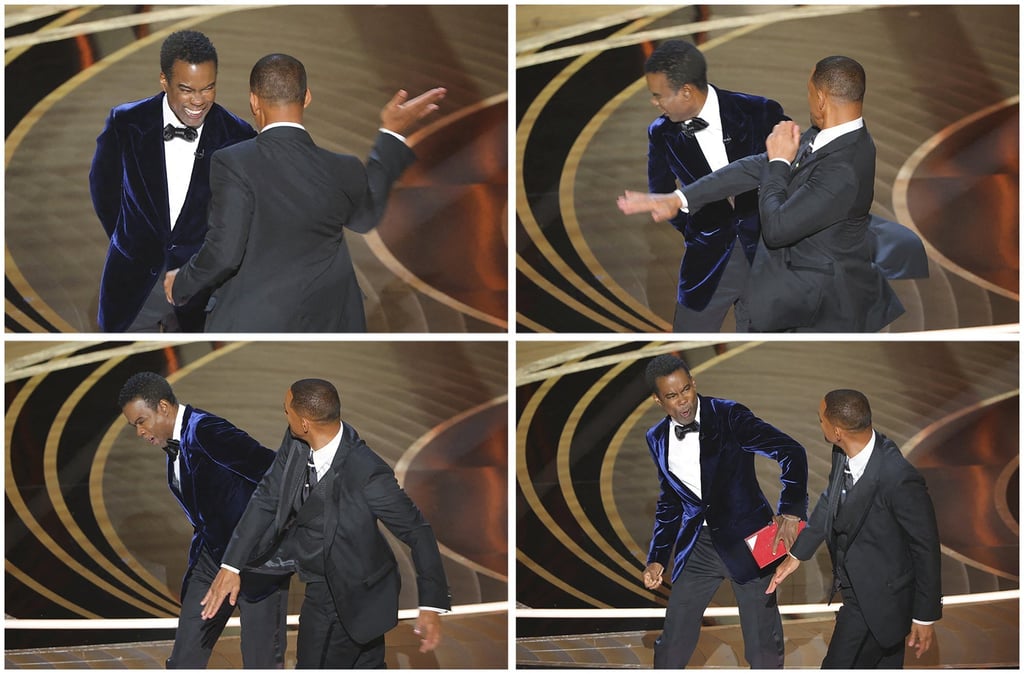 Will Smith hit Chris Rock on stage at the Oscars. Photo: Reuters Will Smith hit Chris Rock on stage at the Oscars. Photo: Reuters