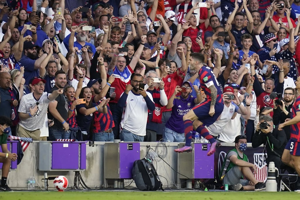 United States’ Christian Pulisic, celebrates scoring against Panama. Photo: AP