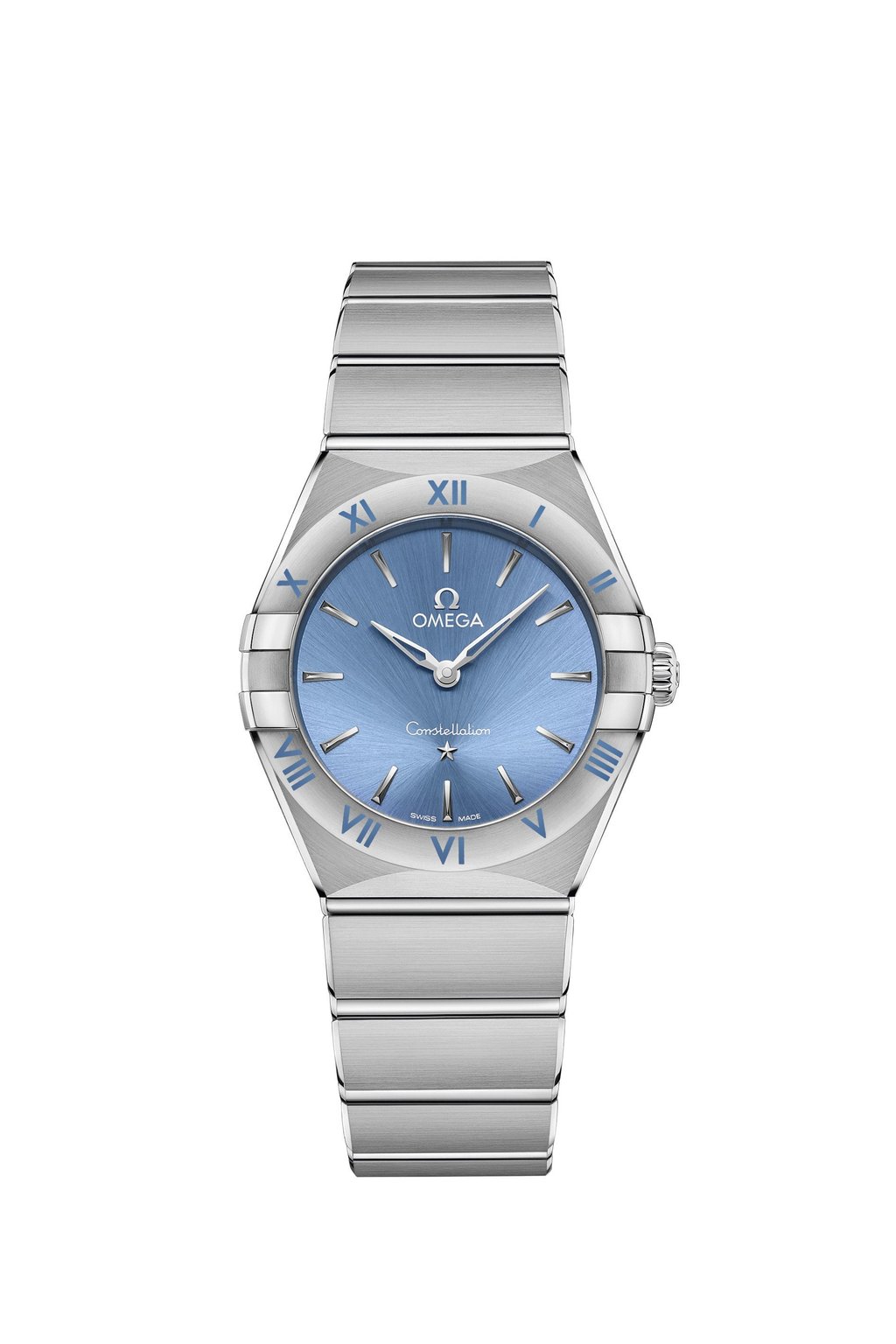 The Omega Constellation 28mm in Celestial Blue – one of the new models added to the collection to mark its 70th anniversary.