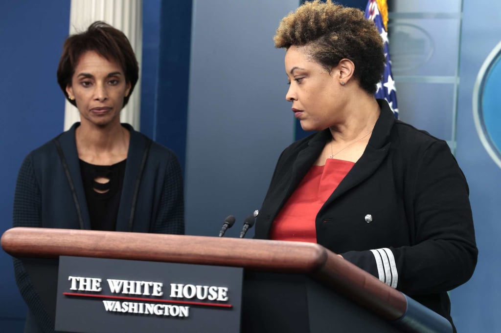 Cecilia Rouse (left), chair of the Council of Economic Advisers, and Shalanda Young, director of the Office of Management and Budget, taking questions on Monday about the White House’s proposed budget for fiscal year 2023. Photo: Getty Images/AFP