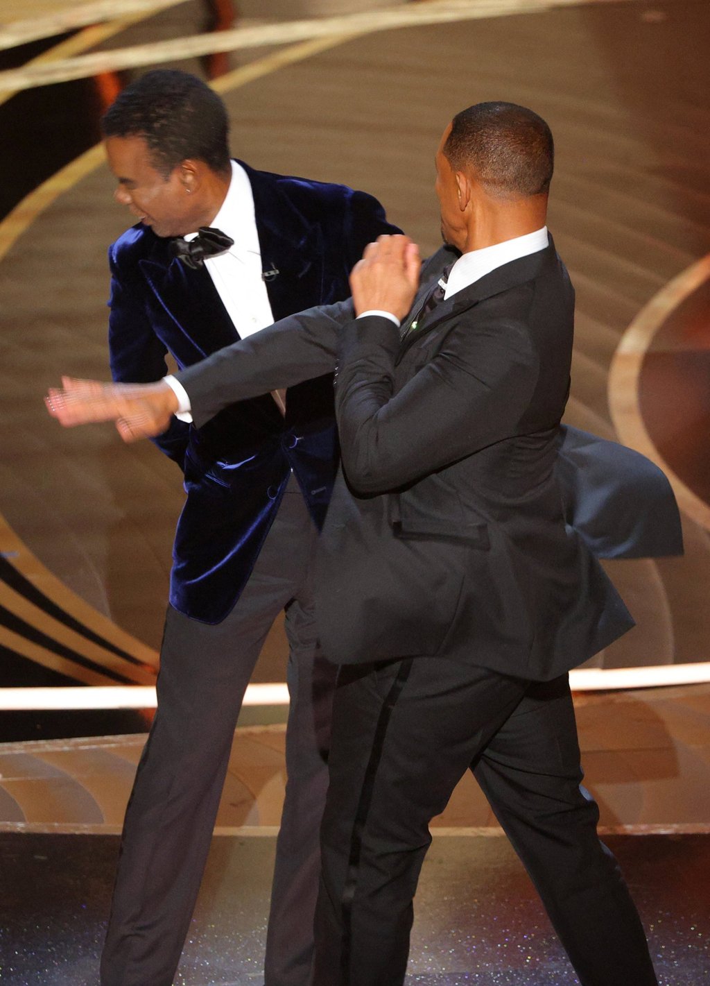 Will Smith hits Chris Rock on stage during the 94th Academy Awards. Photo: Reuters