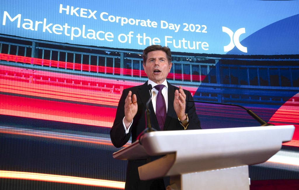 HKEX CEO Nicolas Aguzin speaks at the exchange’s corporate day on Tuesday. Photo: Handout HKEX CEO Nicolas Aguzin speaks at the exchange’s corporate day on Tuesday. Photo: Handout