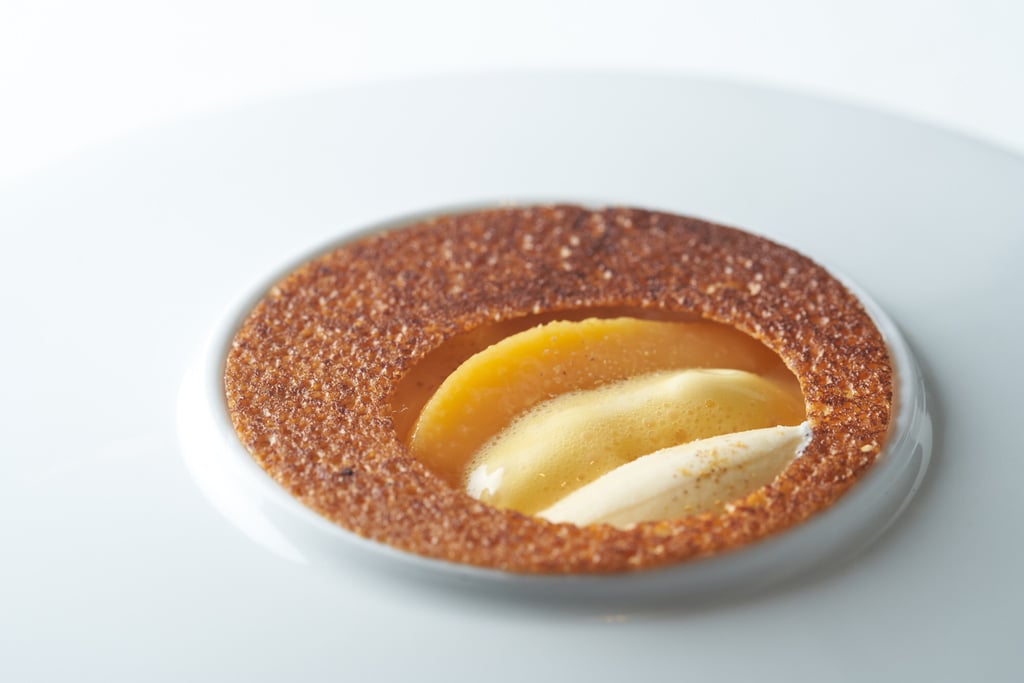 Ta Vie global peach compote with osthmanus and sabayon sauce. Photo: Handout