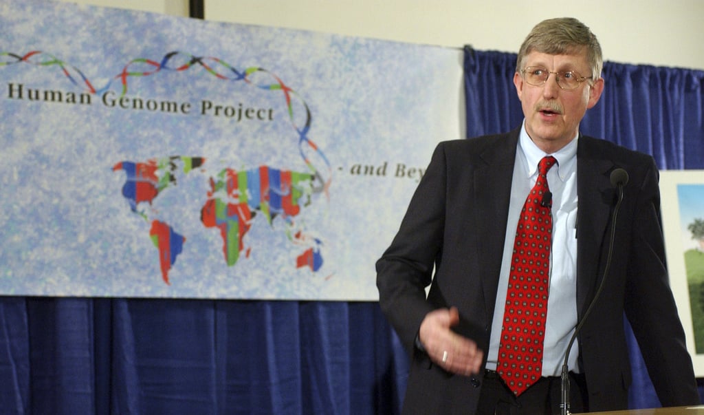 In April 2003, Francis Collins, director of the National Human Genome Research Institute, announced the successful completion of the human genome project in Bethesda, Maryland. Photo: AP In April 2003, Francis Collins, director of the National Human Genome Research Institute, announced the successful completion of the human genome project in Bethesda, Maryland. Photo: AP