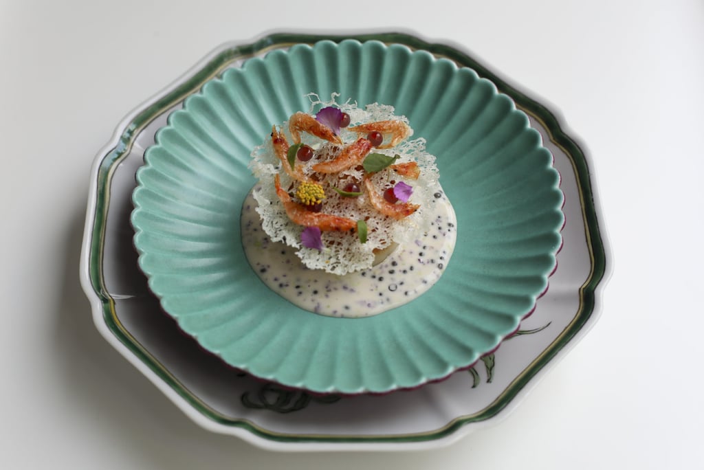 Warm scallop with scallop caviar sauce and crispy baby shrimp at Tate Dining Room. Photo: SCMP