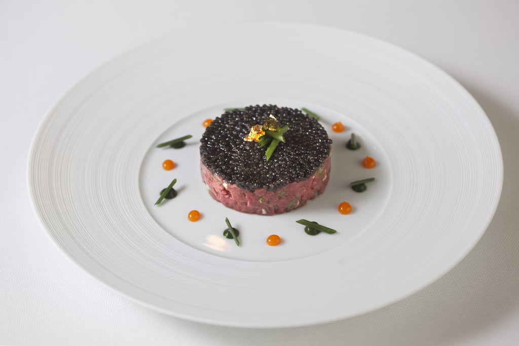 Land and sea tartare – Australian Wagyu beef and Gillardeau oyster, Kristal caviar. Photo: Caprice Land and sea tartare – Australian Wagyu beef and Gillardeau oyster, Kristal caviar. Photo: Caprice